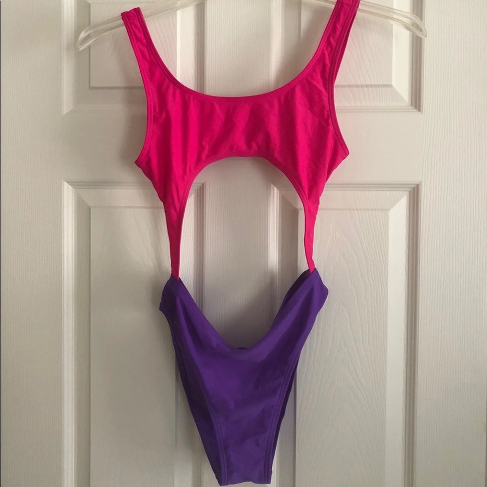 Neon colorblock ASOS one piece swimsuit